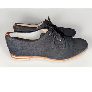 AGL Womens Denim Blue Print Leather Lace Up Oxfords Casual Shoes Size 38 Italy